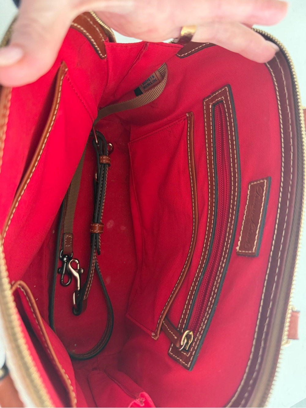 Dooney & Bourke Blush Lizard-Textured Satchel with Brown Leather Trim - Picture 6 of 7